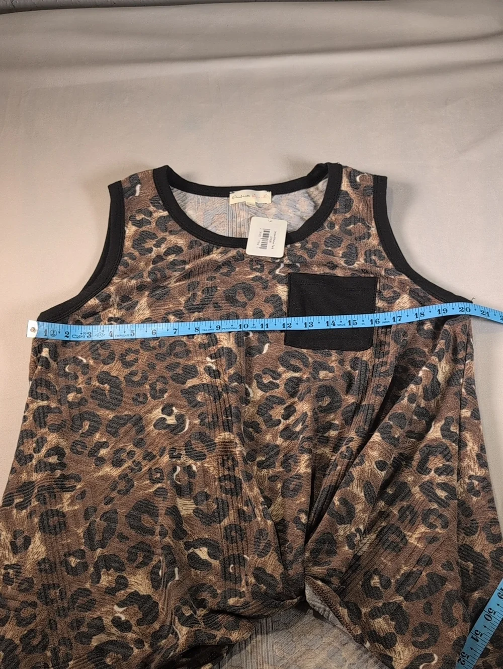 Perfect Peach Leopard Pocket Twist Tank Top Size XL